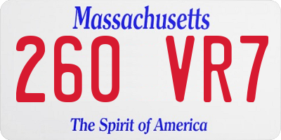 MA license plate 260VR7
