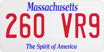 MA license plate 260VR9