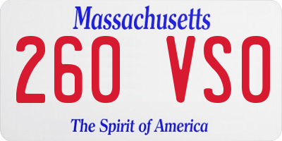MA license plate 260VS0