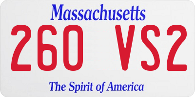 MA license plate 260VS2
