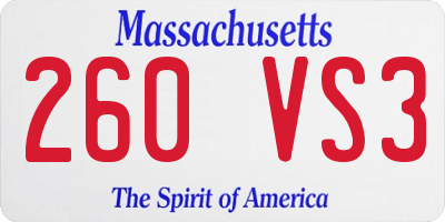MA license plate 260VS3