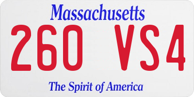 MA license plate 260VS4