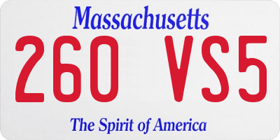 MA license plate 260VS5