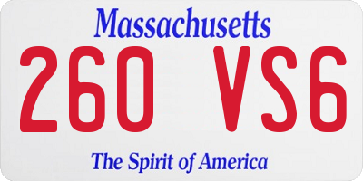 MA license plate 260VS6