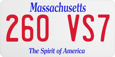 MA license plate 260VS7