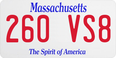 MA license plate 260VS8