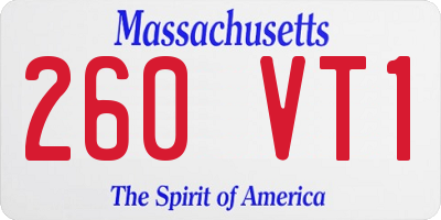 MA license plate 260VT1