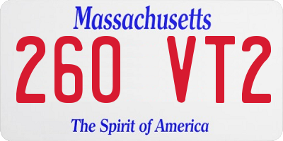 MA license plate 260VT2