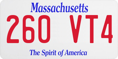 MA license plate 260VT4