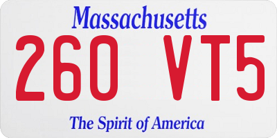 MA license plate 260VT5