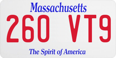 MA license plate 260VT9