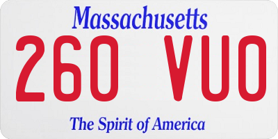 MA license plate 260VU0