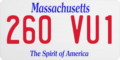 MA license plate 260VU1