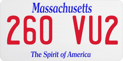MA license plate 260VU2