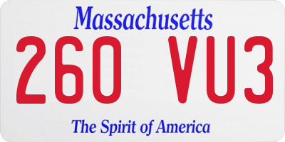 MA license plate 260VU3