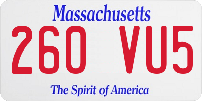 MA license plate 260VU5