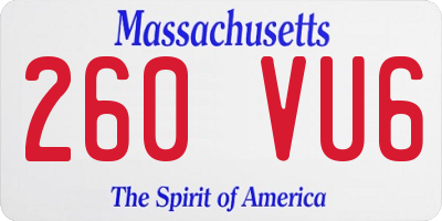 MA license plate 260VU6