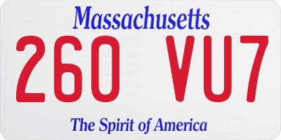 MA license plate 260VU7