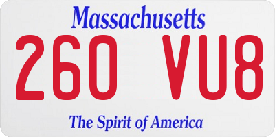MA license plate 260VU8