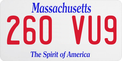 MA license plate 260VU9