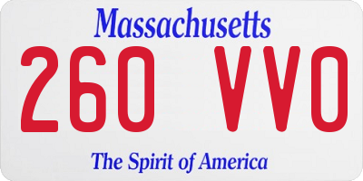 MA license plate 260VV0