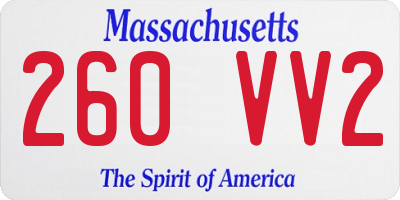 MA license plate 260VV2