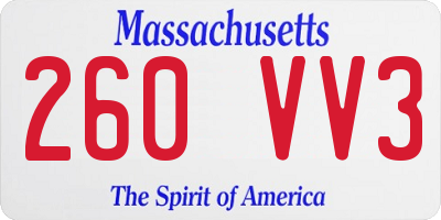 MA license plate 260VV3