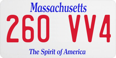 MA license plate 260VV4