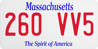 MA license plate 260VV5