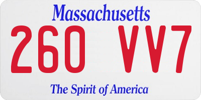 MA license plate 260VV7