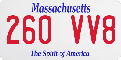 MA license plate 260VV8
