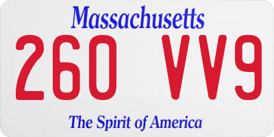 MA license plate 260VV9