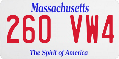 MA license plate 260VW4