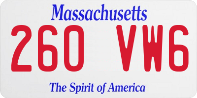 MA license plate 260VW6