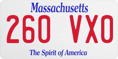 MA license plate 260VX0