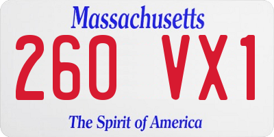 MA license plate 260VX1