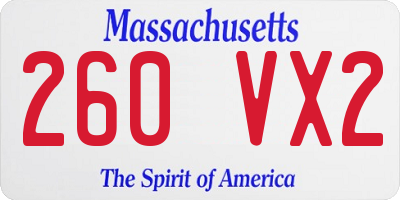 MA license plate 260VX2