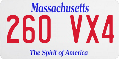 MA license plate 260VX4