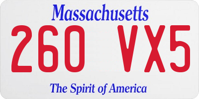 MA license plate 260VX5