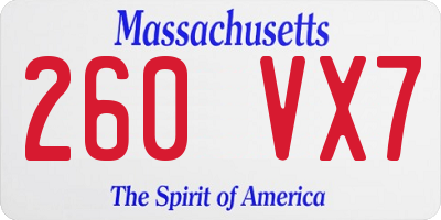 MA license plate 260VX7