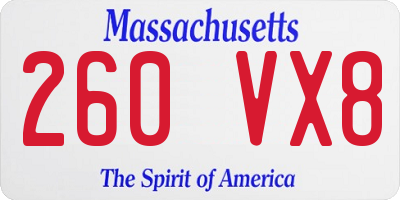 MA license plate 260VX8