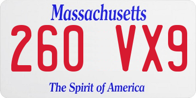 MA license plate 260VX9