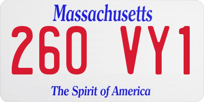 MA license plate 260VY1