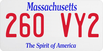 MA license plate 260VY2