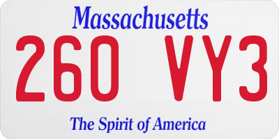 MA license plate 260VY3