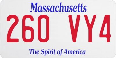 MA license plate 260VY4