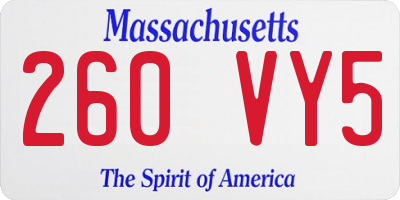 MA license plate 260VY5