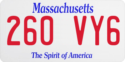 MA license plate 260VY6