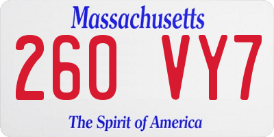 MA license plate 260VY7