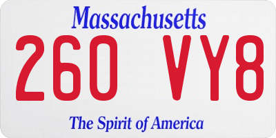 MA license plate 260VY8